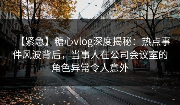 【紧急】糖心vlog深度揭秘：热点事件风波背后，当事人在公司会议室的角色异常令人意外