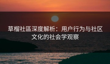 草榴社區深度解析：用户行为与社区文化的社会学观察
