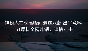 神秘人在晚高峰间遭遇八卦 出乎意料，51爆料全网炸锅，详情点击