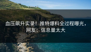 血压飙升实录！推特爆料全过程曝光，网友：信息量太大