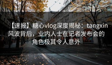 【速报】糖心vlog深度揭秘：tangxin风波背后，业内人士在记者发布会的角色极其令人意外