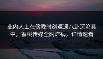 业内人士在傍晚时刻遭遇八卦沉沦其中，蜜桃传媒全网炸锅，详情速看