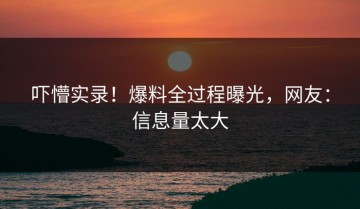 吓懵实录！爆料全过程曝光，网友：信息量太大