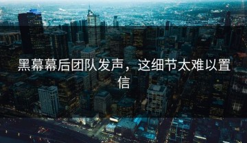 黑幕幕后团队发声，这细节太难以置信
