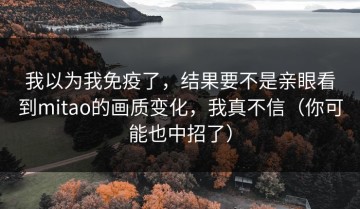 我以为我免疫了，结果要不是亲眼看到mitao的画质变化，我真不信（你可能也中招了）