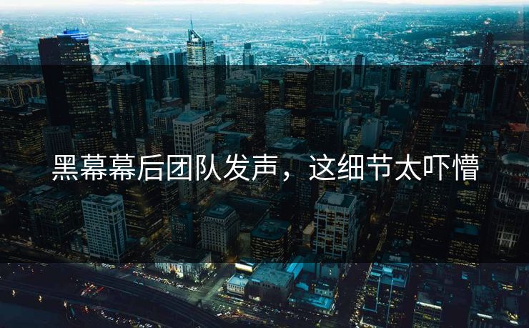 黑幕幕后团队发声，这细节太吓懵