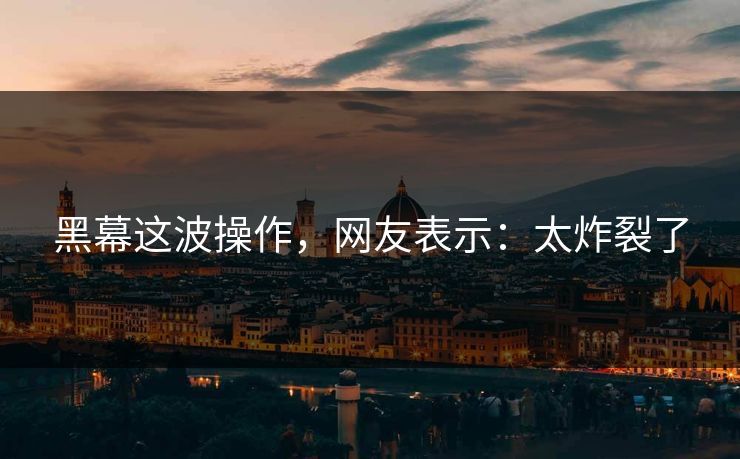 黑幕这波操作，网友表示：太炸裂了