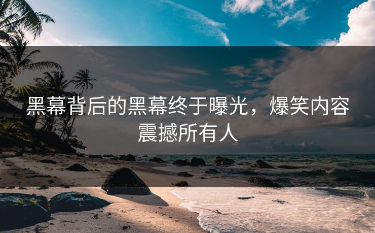 黑幕背后的黑幕终于曝光，爆笑内容震撼所有人