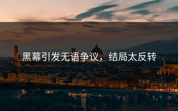 黑幕引发无语争议，结局太反转