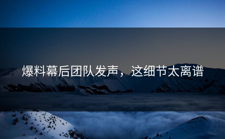 爆料幕后团队发声，这细节太离谱