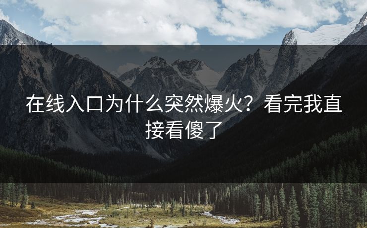 在线入口为什么突然爆火？看完我直接看傻了