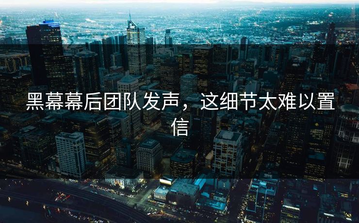 黑幕幕后团队发声，这细节太难以置信