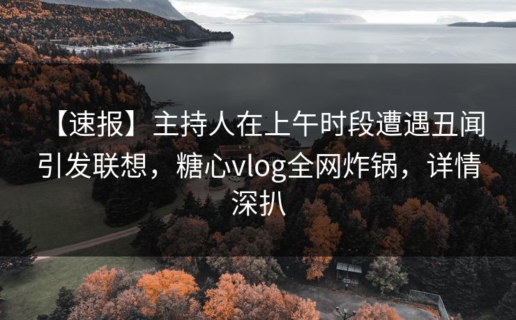 【速报】主持人在上午时段遭遇丑闻 引发联想，糖心vlog全网炸锅，详情深扒
