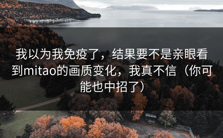 我以为我免疫了,结果要不是亲眼看到mitao的画质变化,我真不信(你可能也中招了) 我以为我免疫了,结果要不是亲眼看到mitao的画质变化,我真不信(你可能也中招了)